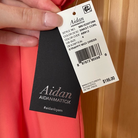 Aidan by Aidan Mattox strappy coral midi dress; size 4 - Picture 3 of 3